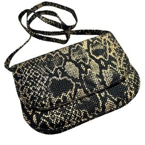Faux Snakeskin Gold & Black Crossbody